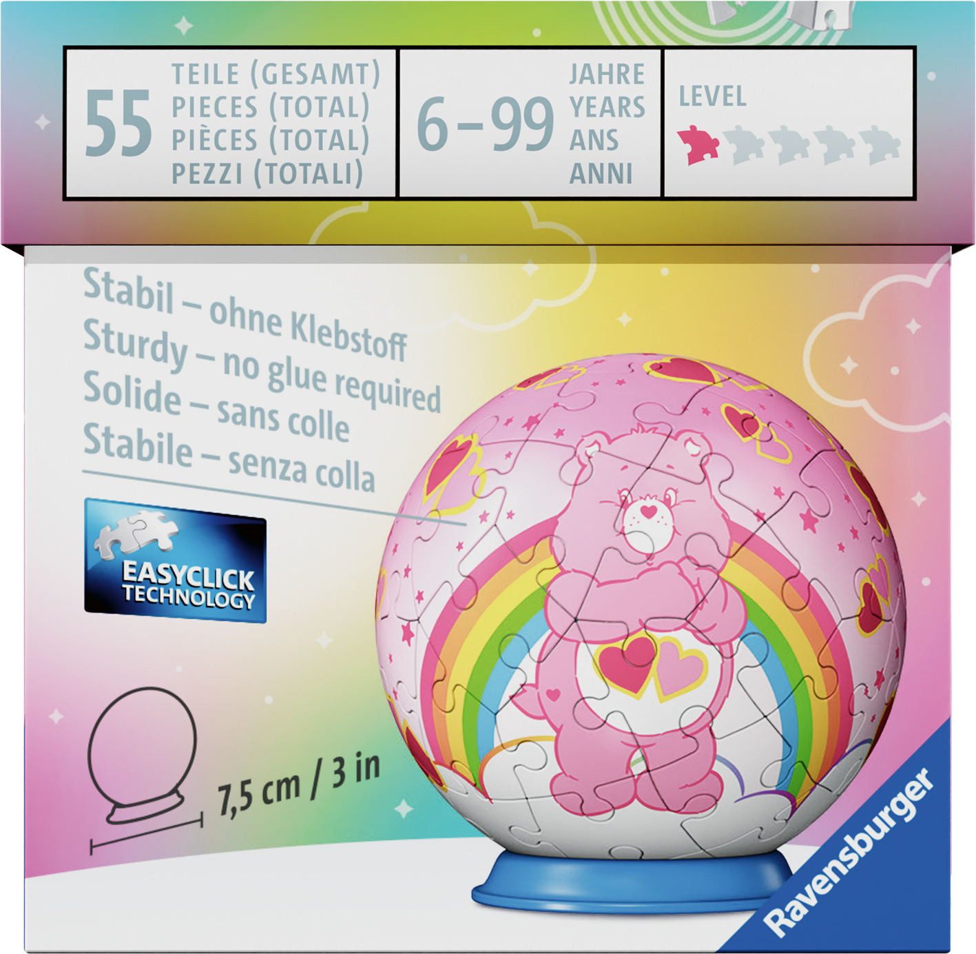 Ravensburger Puzzle 54 Teile 3D Puzzle-Ball Care Bears Love-a-Lot Bear 12008072, Puzzleteile