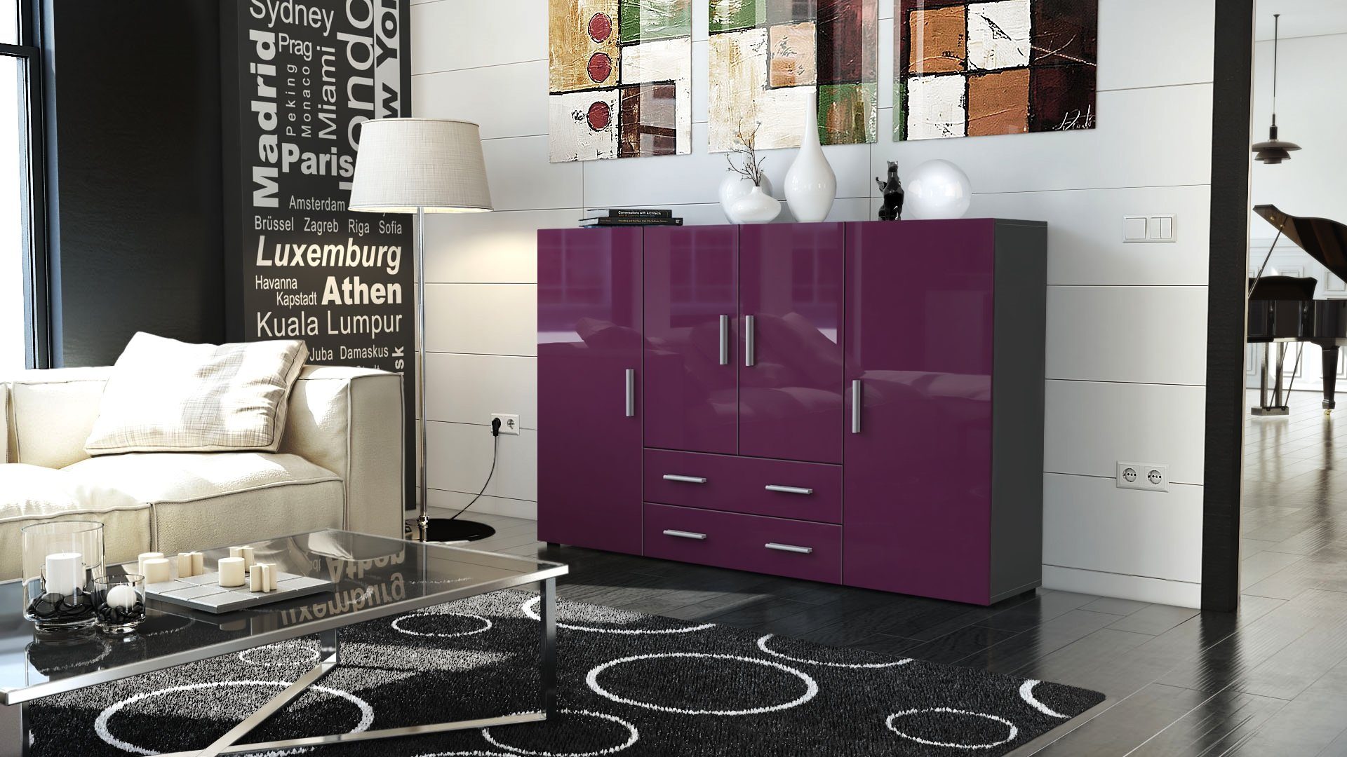 Vladon Highboard Nora (Anrichte mit 2 günstig online kaufen