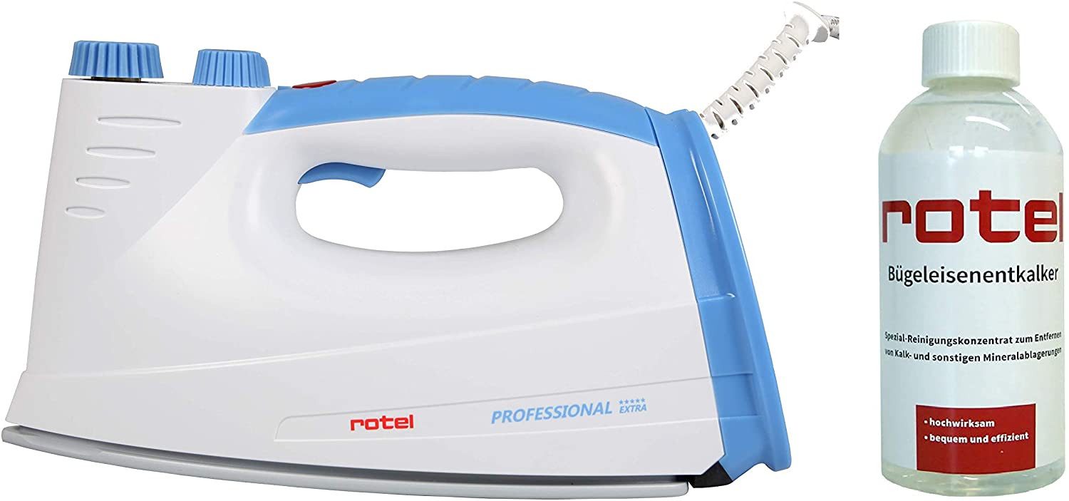 Rotel Dampfbügeleisen Prof Extra Bügeleisen BLAU + Rotel Bügeleisenentkalker 500ml
