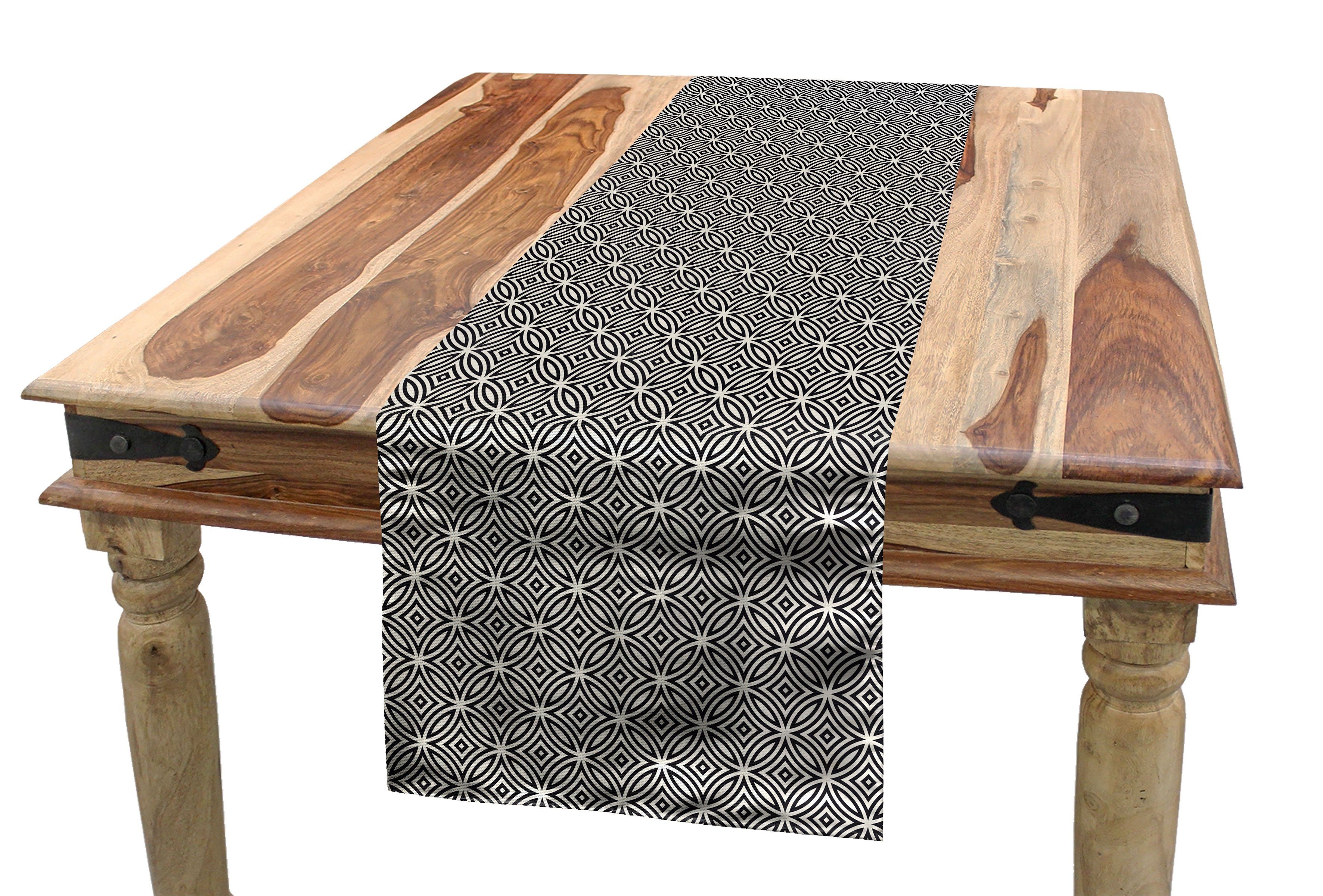 Tischläufer, Esszimmer Tischläufer Abakuhaus Rechteckiger Gitterwerk Geometrisches Küche Dekorativer Kreise