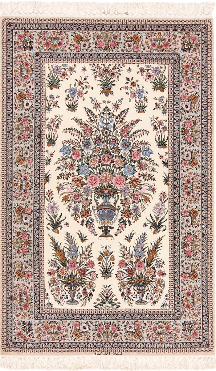 Orientteppich Isfahan Seidenkette 140x219 Handgeknüpfter Orientteppich, Nain Trading, rechteckig, Höhe: 8 mm
