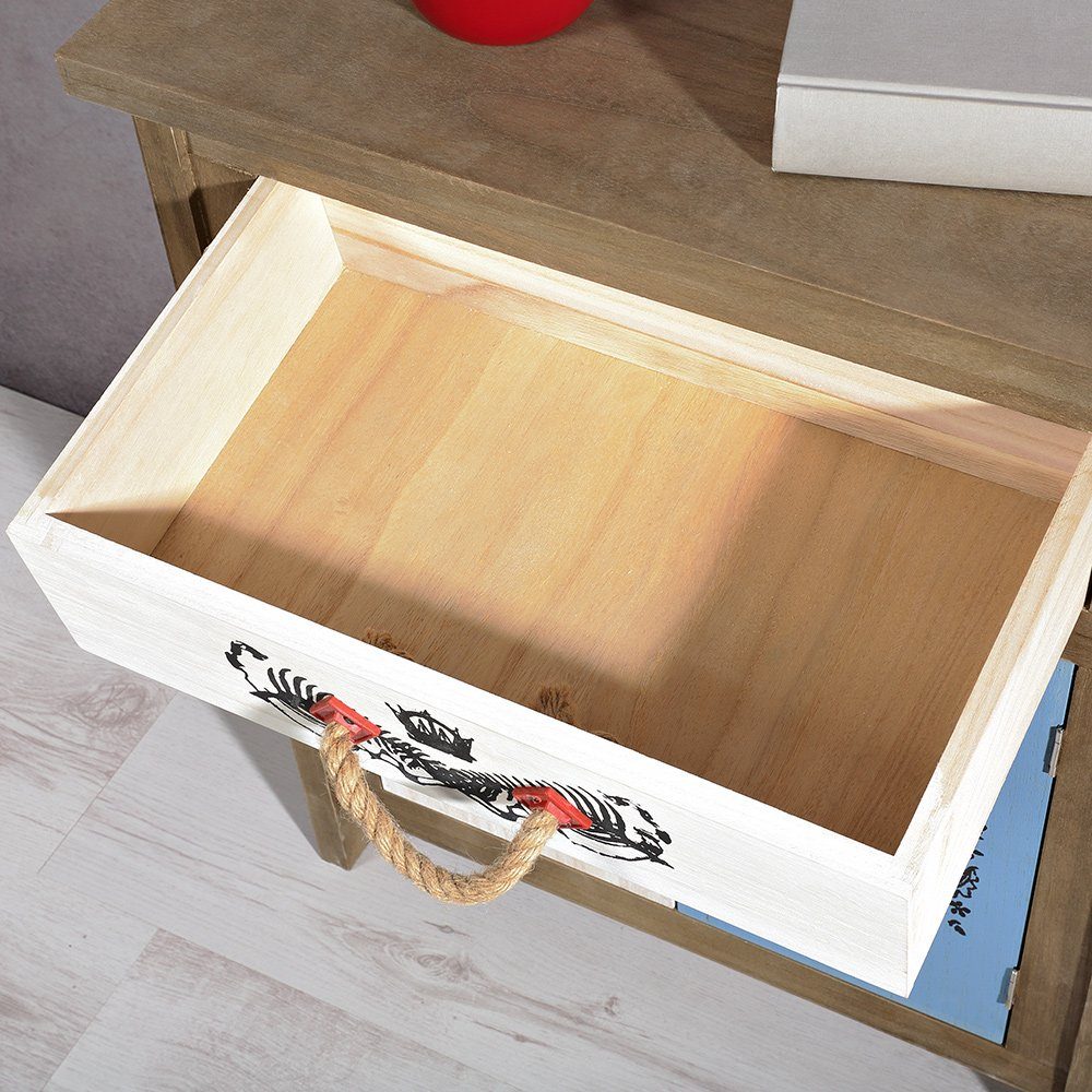 Mucola Kommode Sideboard Wandschrank Highboard Anrichte Regal Used Look (Stück), Paulownienholz