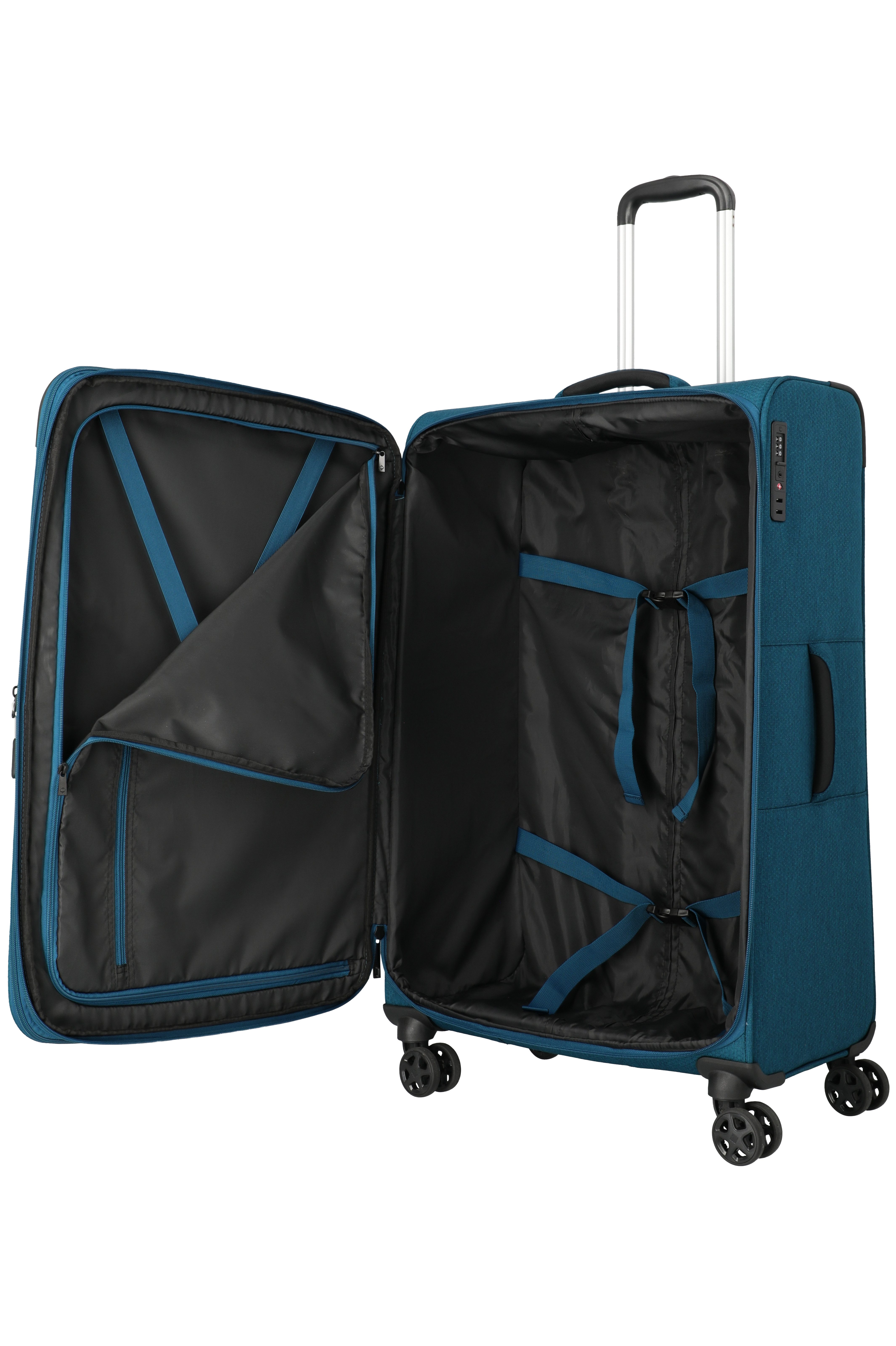 travelite Trolley KICK OFF Reisekoffer, 4 Rollen, 4 Doppelrollen, Außentaschen und Packgurte – leicht und robust – Bild 5 von 5
