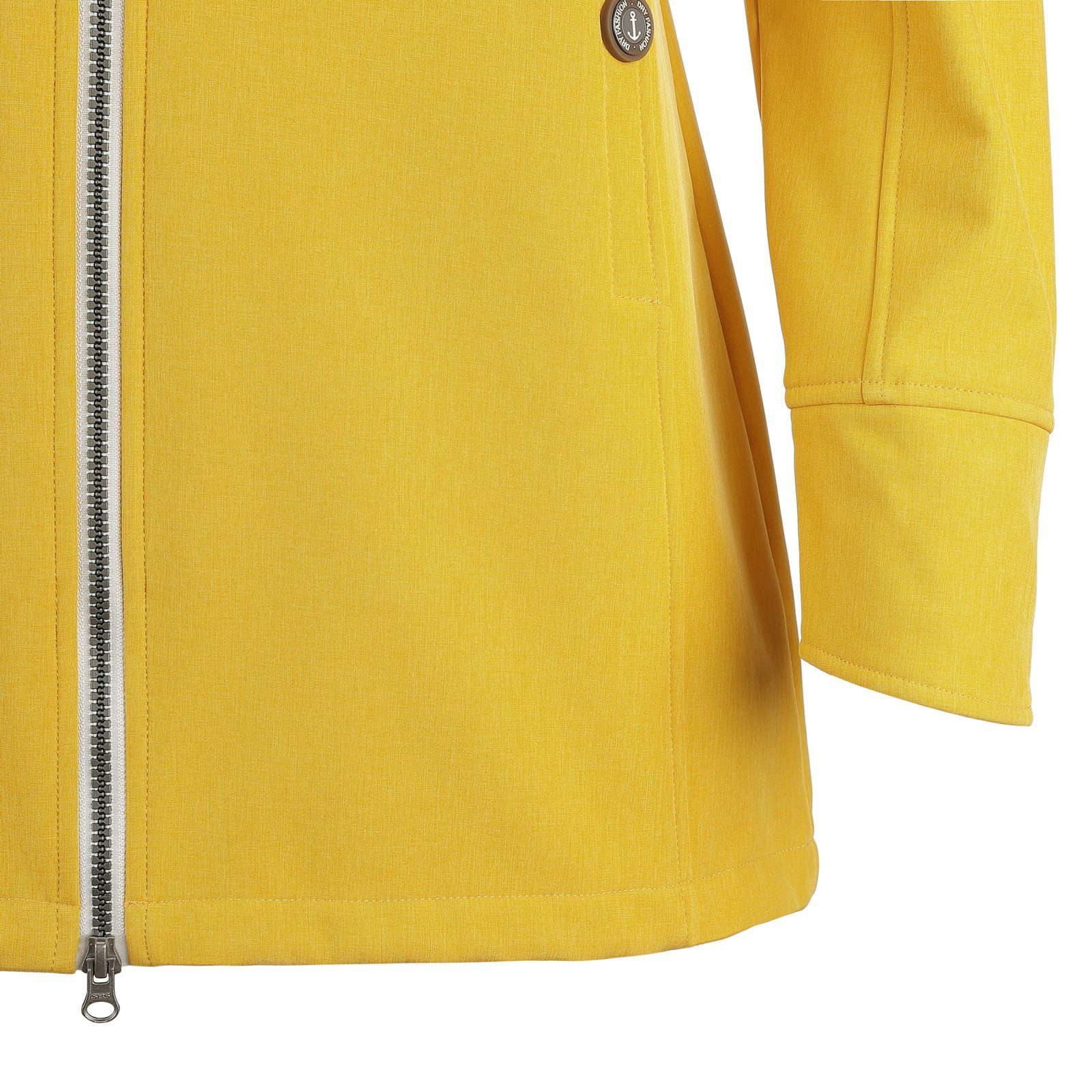 Sellin Dry gelb Fleece-Futter Softshell Fashion und Softshelljacke mit Damen Mantel Meliert Kapuze