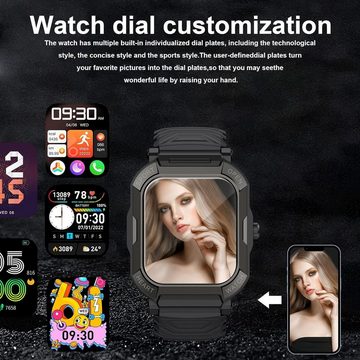 SUPBRO Smartwatch (1,91 Zoll, Andriod iOS), Telefonfunktion Fitnessuhr Anruf Voll Touchscreen Armbanduhr IP68