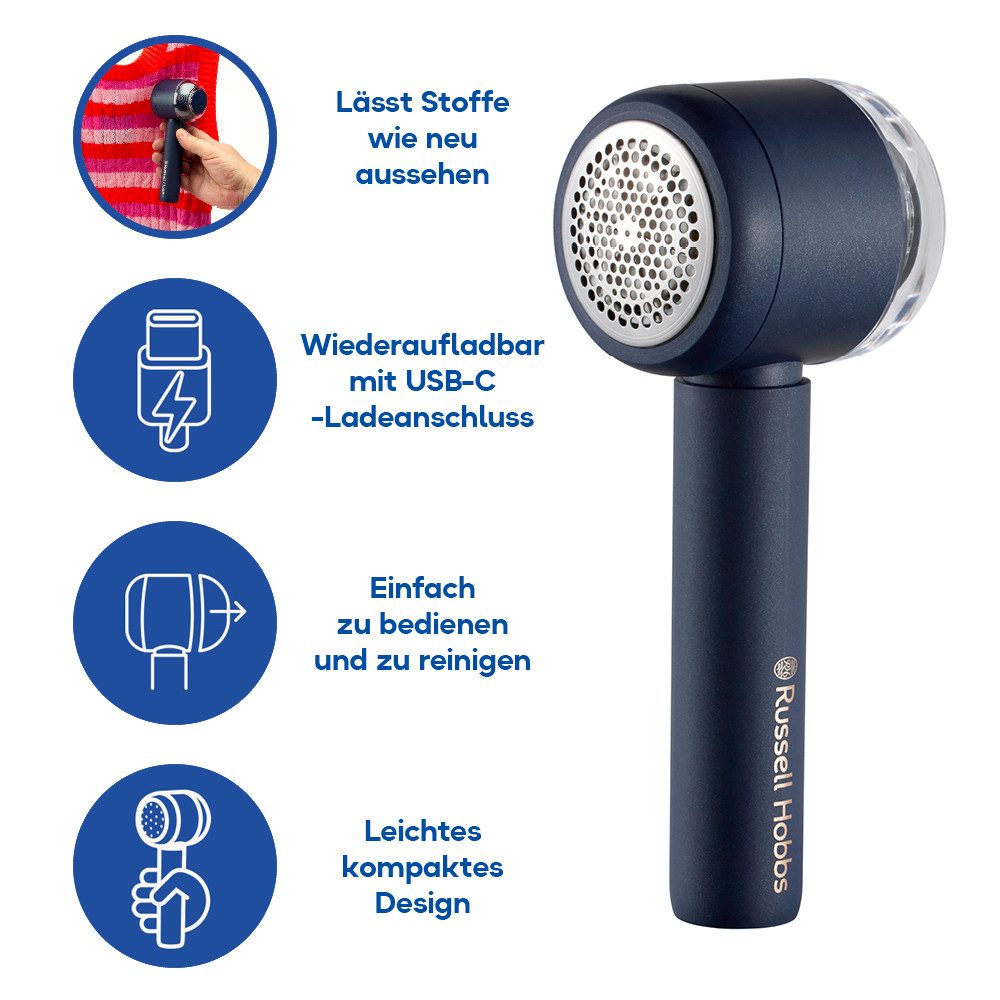 RUSSELL HOBBS Fusselrasierer 27660-56, elektrisch, aufladbar inklusive Holzreinigungsbürste & USB-C Ladekabel – Bild 5 von 5