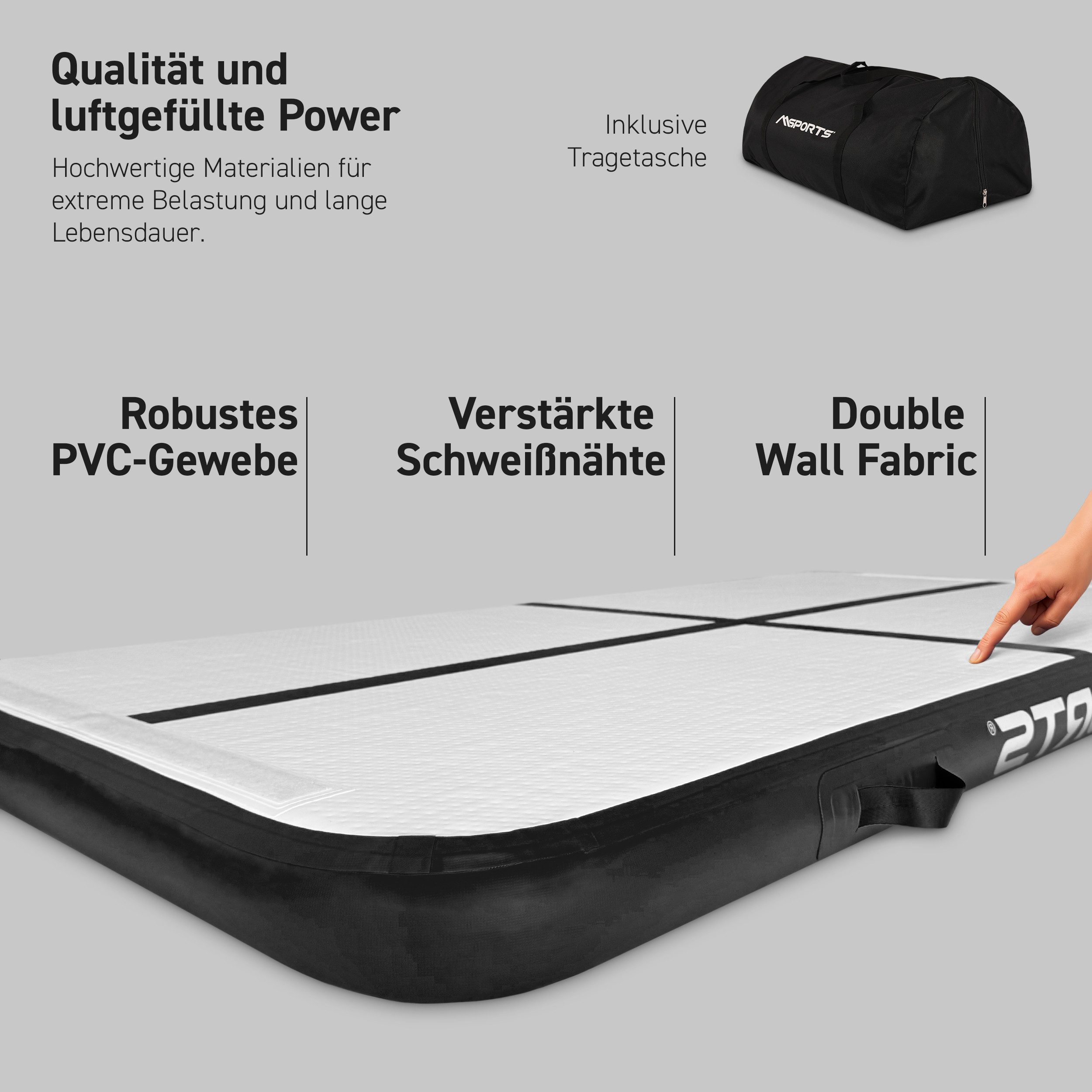 MSports® Turnmatte Air Track Matte 10 cm – aufblasbare Gymnastik‑ & Tumbling Matte