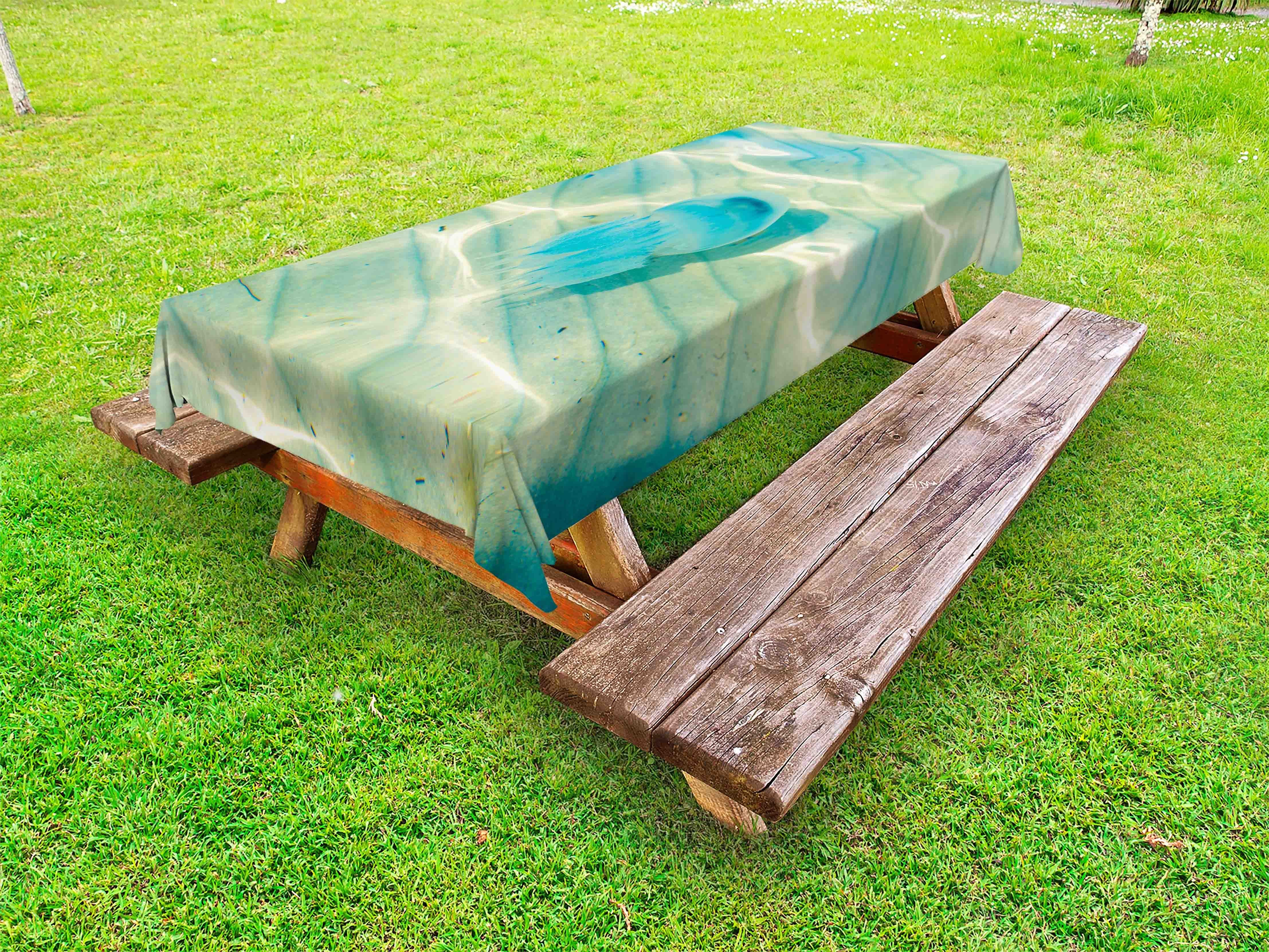 dekorative Aqua Seegeschöpf waschbare Abakuhaus Aquatic Quallen Tischdecke Picknick-Tischdecke,