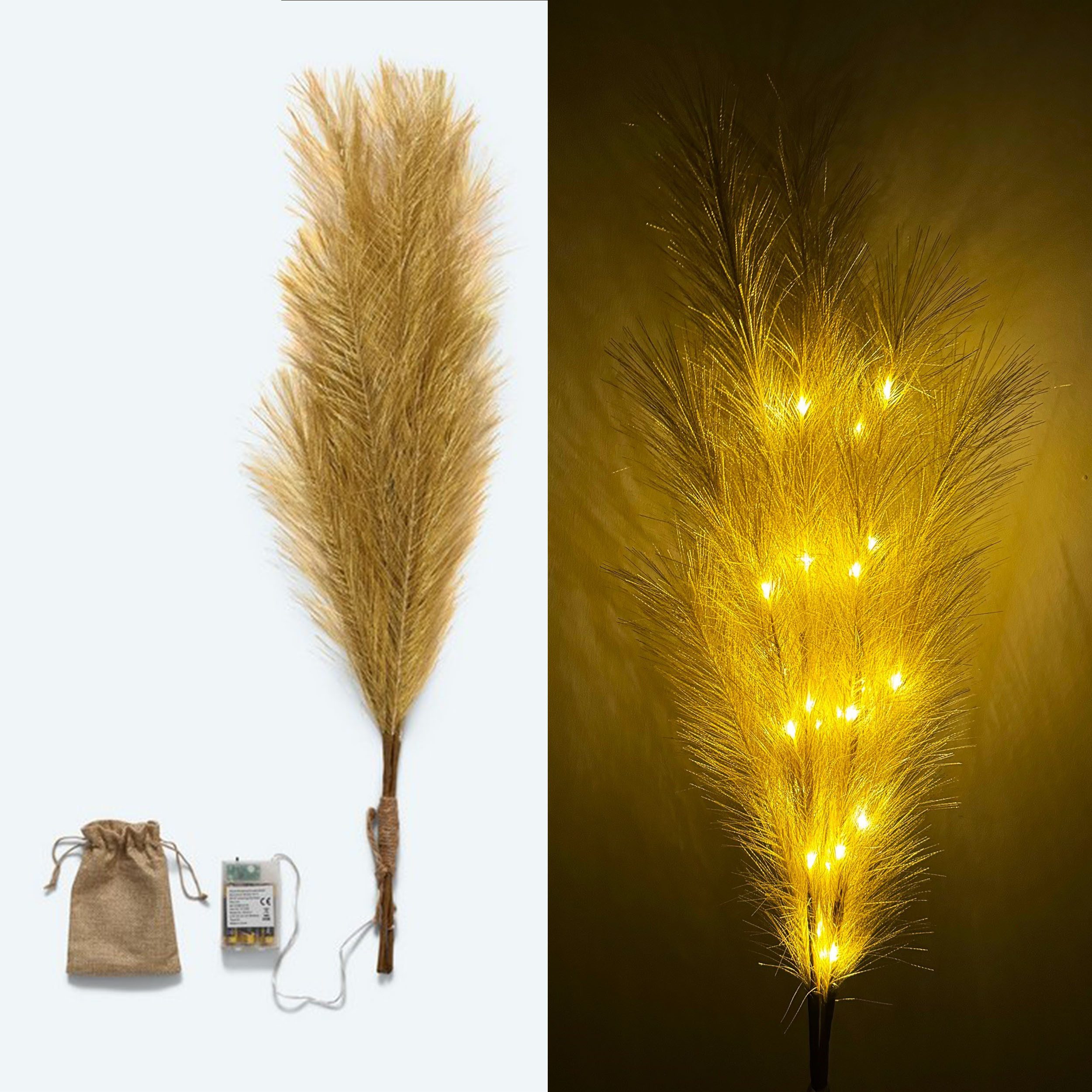 Kunstpflanze künstliches Pampasgras mit LED-Beleuchtung, Timer - 80 bis 115 günstig online kaufen