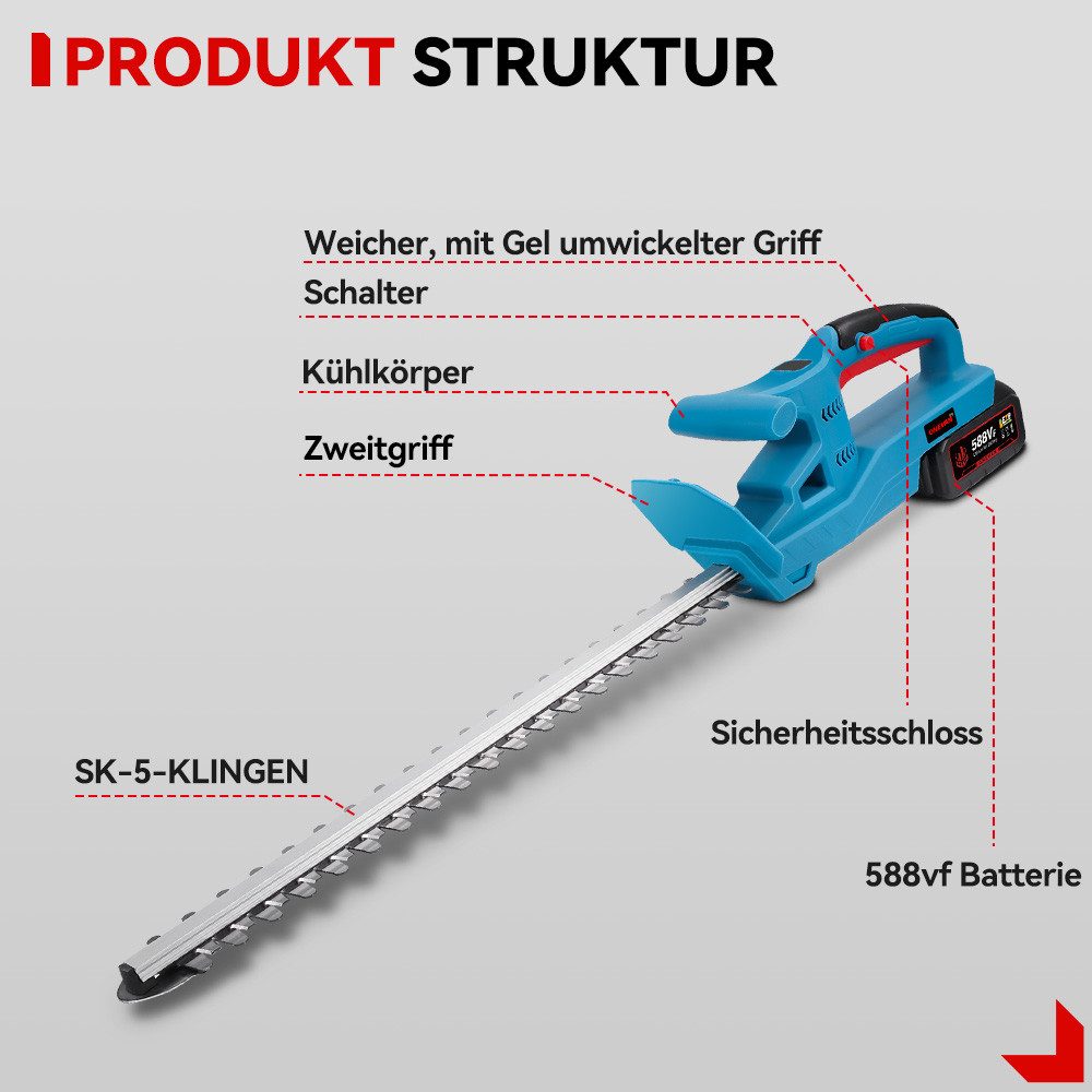 ONEVAN Akku-Heckenschere Elektrisch Heckenschere 50 cm günstig online kaufen