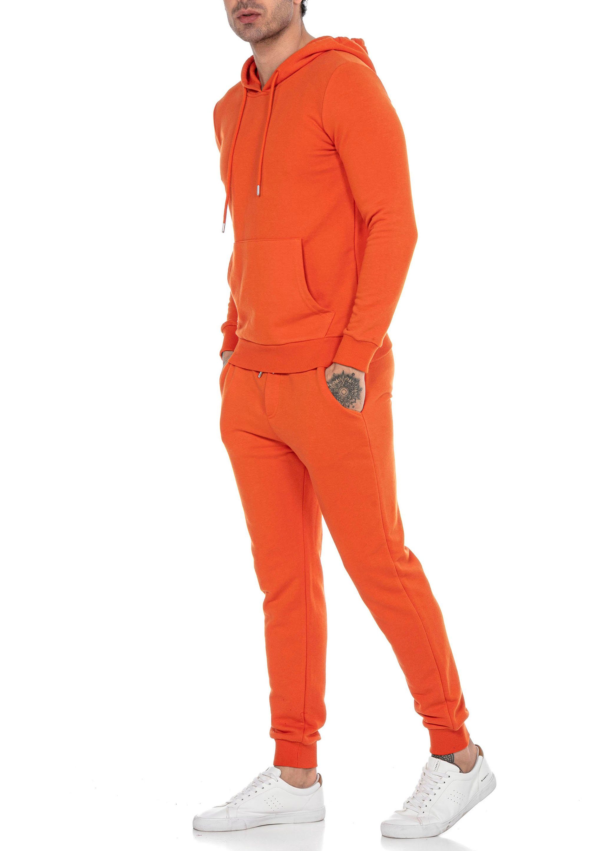 RedBridge Kapuzensweatshirt Orange Herren Jogginganzug Qualität Bridge Hoodie Premium Hose Premium Basic Red Set