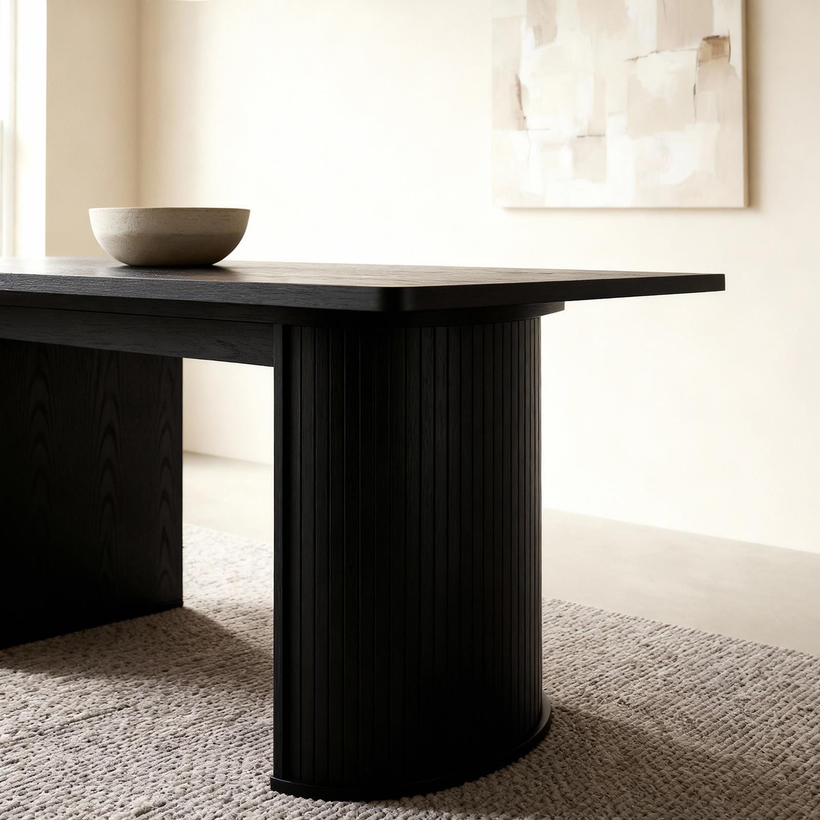 IDIMEX Esstisch GUARDA, Esszimmertisch 180x90 cm mit Designfuß in Lamellenoptik MDF Schwarz
