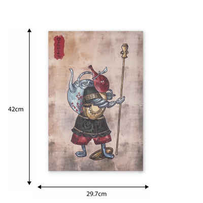 GalaxyCat Poster Wandbild im japanischem Stil auf Hartschaumplatte, Poster 30x42cm, Porzellan Mann, Japanisches Wandbild - Porzellan Mann