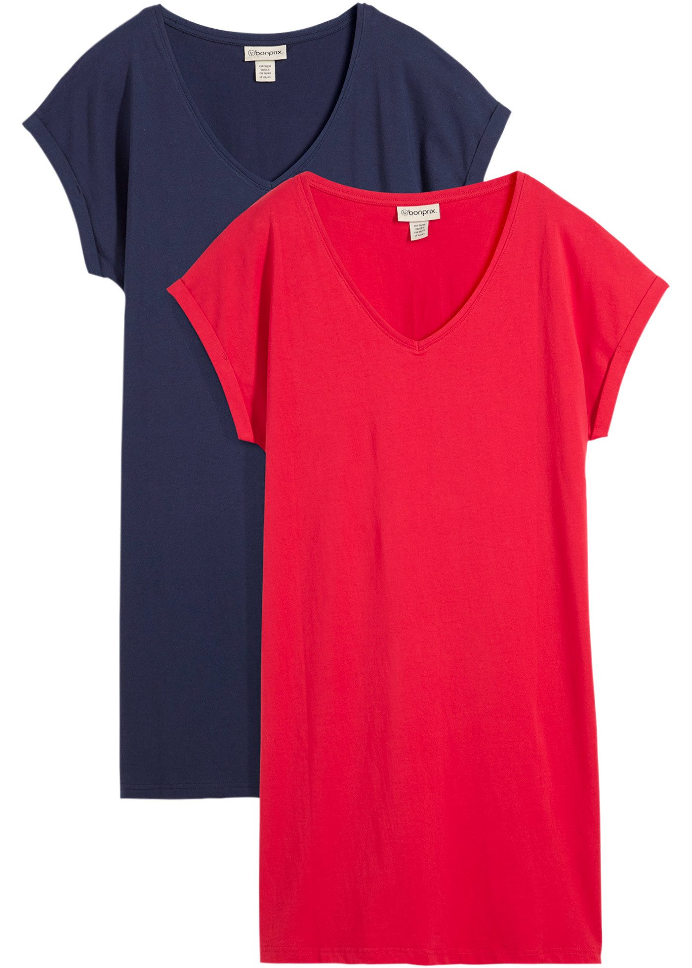 bonprix Shirtkleid (Packung, 2-tlg) für Frühling und Sommer, aus reiner Bau günstig online kaufen