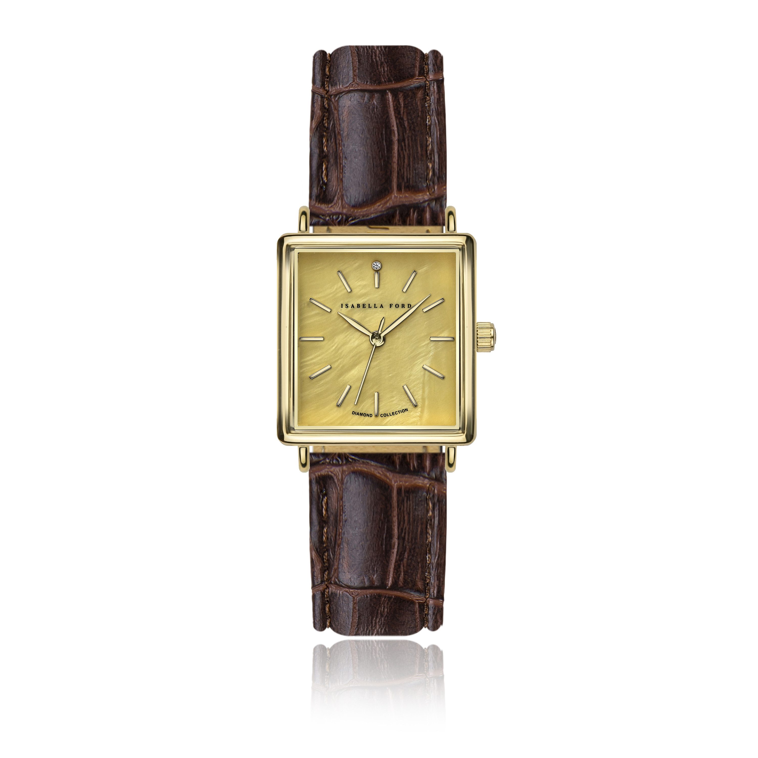 ISABELLA FORD Quarzuhr FF8-S088G Gisèle Brown croco Padded and stitched smooth