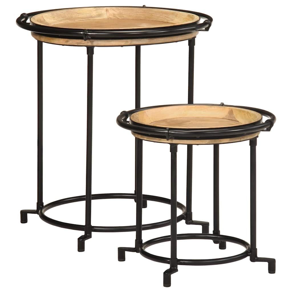Beistelltisch 2-tlg. Beistelltisch-Set Massivholz