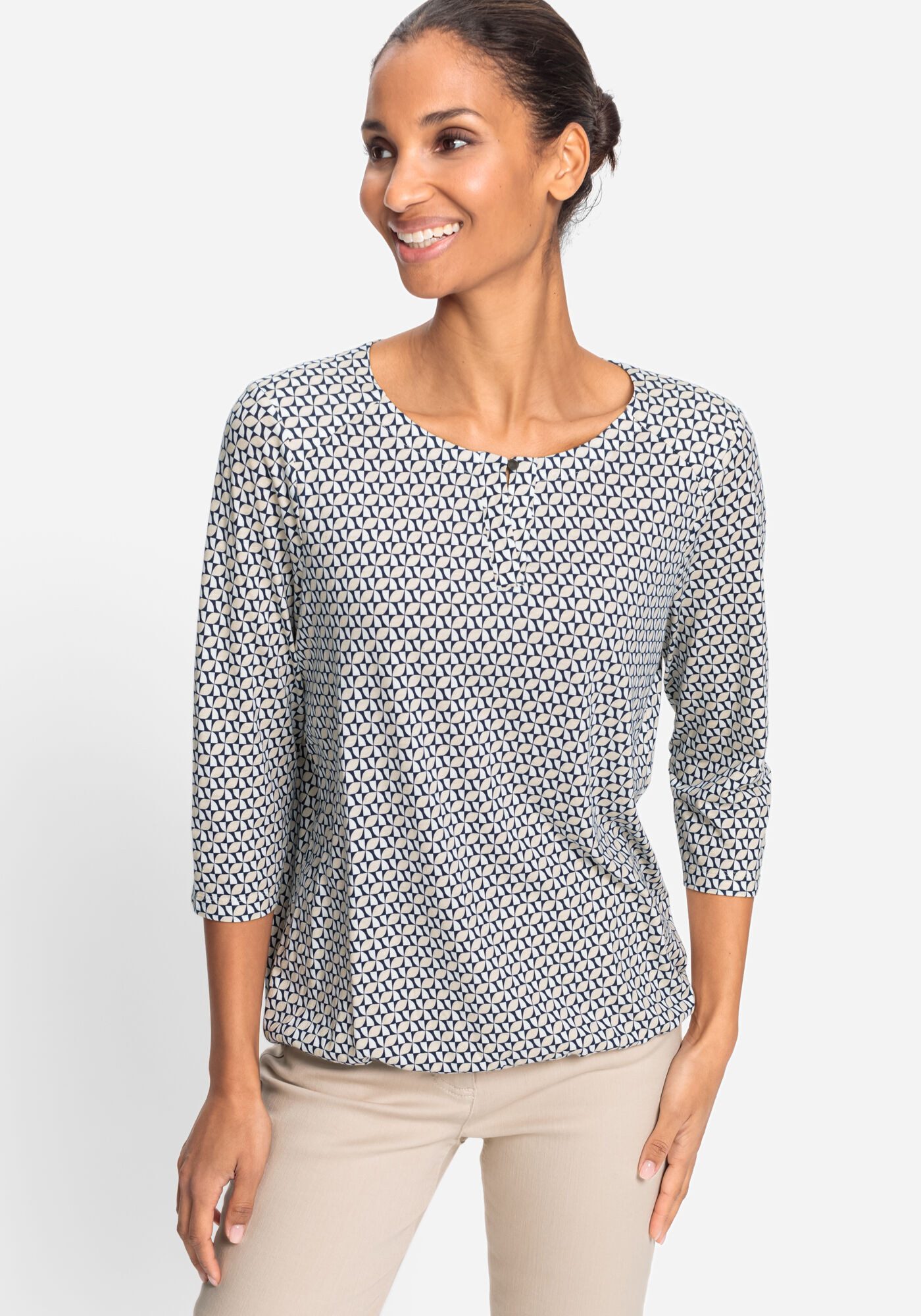 Olsen Rundhalsshirt (1-tlg) mit grafischer Allover-Print günstig online kaufen