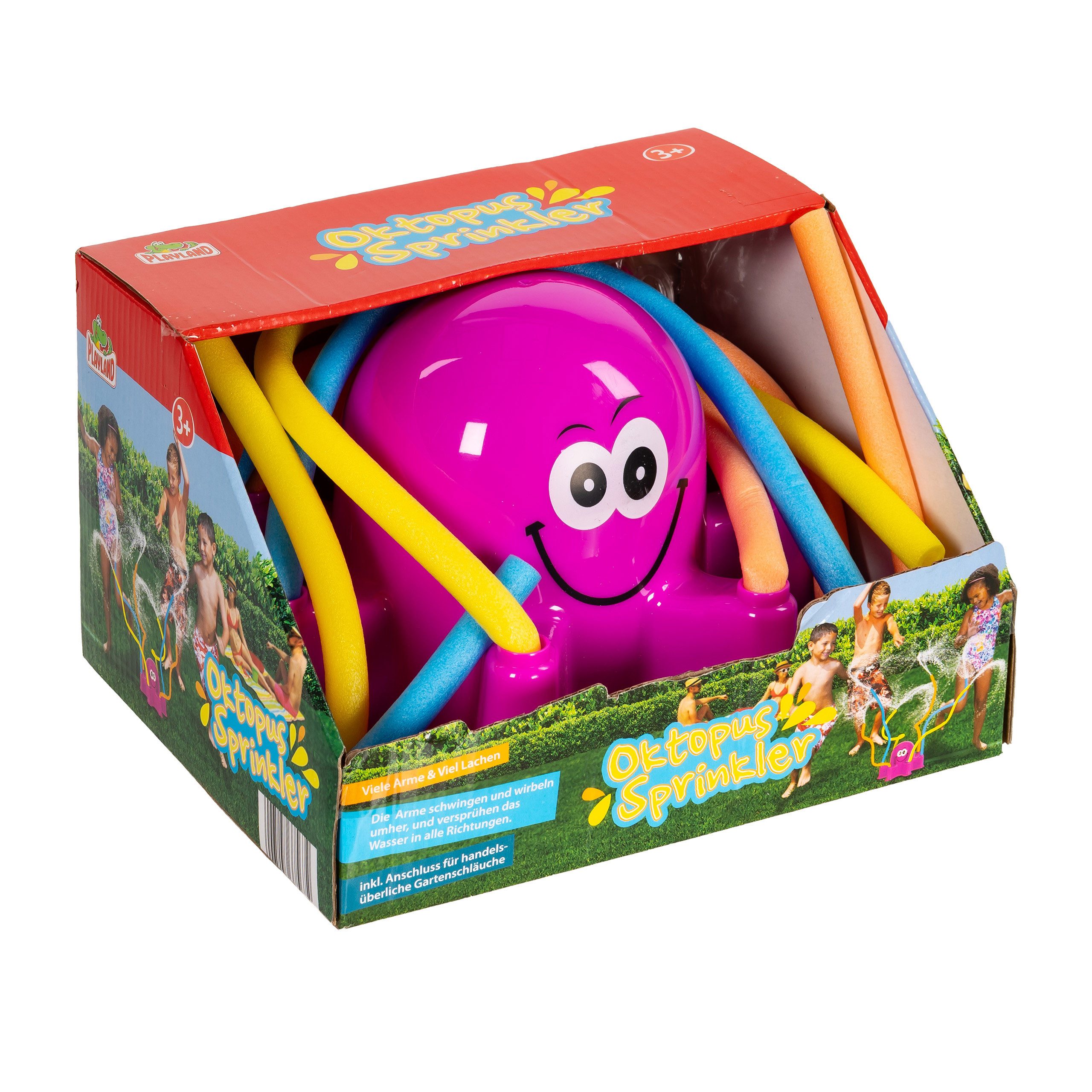 Playland Spiel-Wassersprenkler Wassersprinkler Oktopus für Kinder, Wasserspielzeug mit 6 Armen, ca. 20,5 x 20 x 14 cm, Sprinkler für Groß und Klein