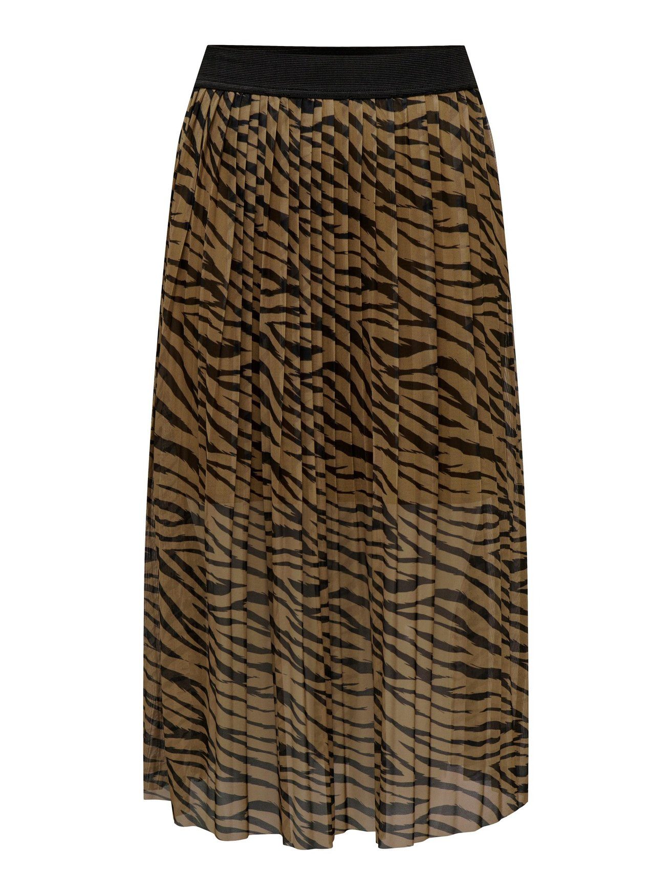 JACQUELINE de YONG Sommerrock Plissee Midi Faltenrock Skirt Strech Braun 6206 Rock Bund in Langer Jersey