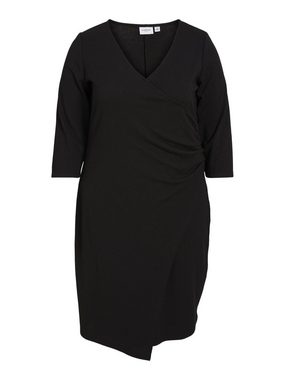 Vila Shirtkleid Elegantes Wickelkleid Kurzes Blusen Dress für kurvige Frauen VIMIKAN (kurz) 7012 in Schwarz