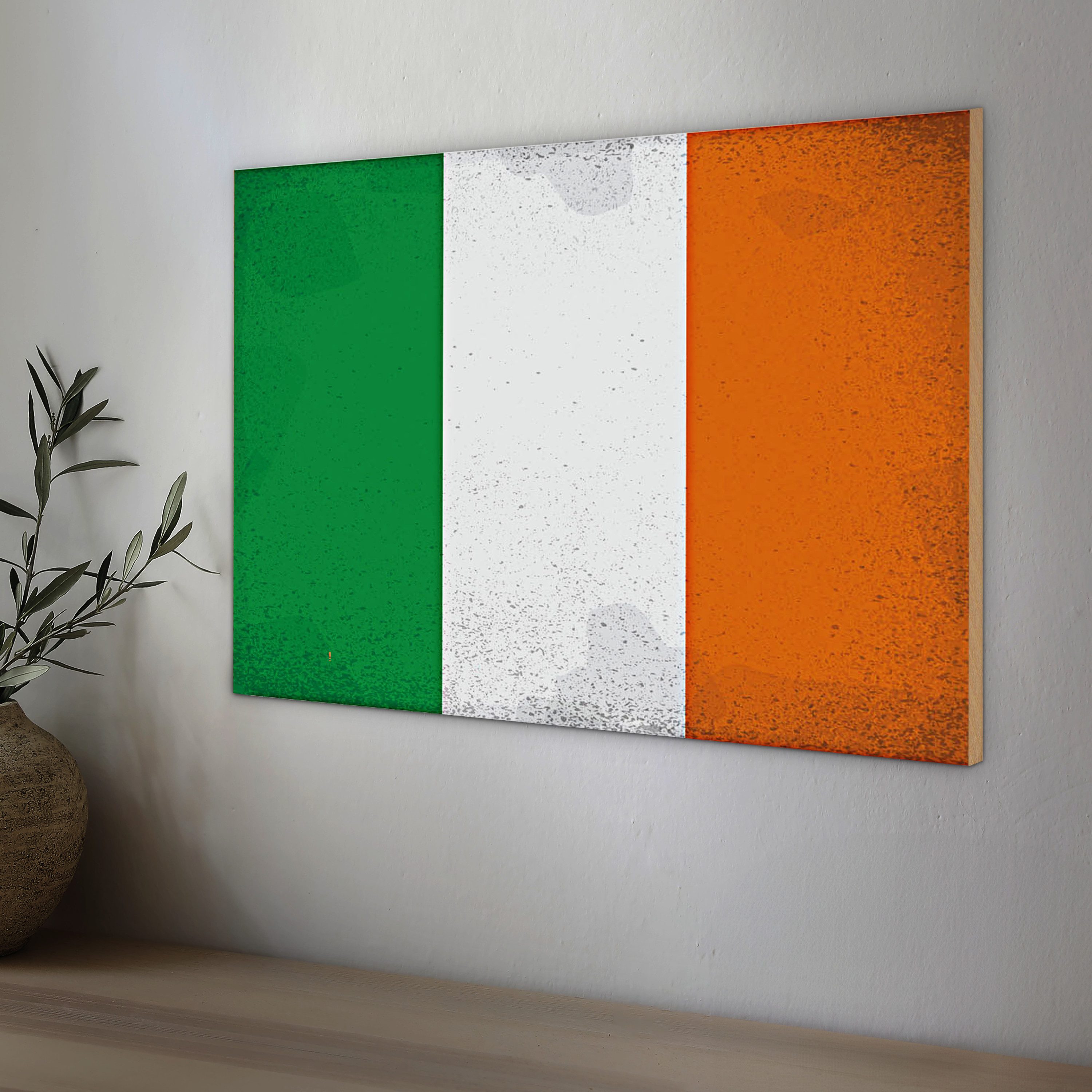 Roomando Holzbild Flagge Irland 18x12cm Flag of Ireland Vintage