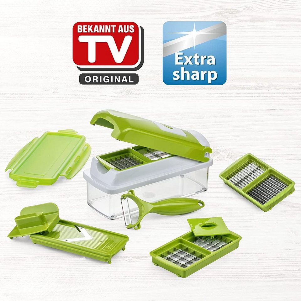 Genius Topf-Set Nicer Dicer Smart Gemüseschneider Gemüsehobel Set 10-tlg., 10 tlg. Zerkleiner für Würfel Mandoline Gemüse Obst Hobel