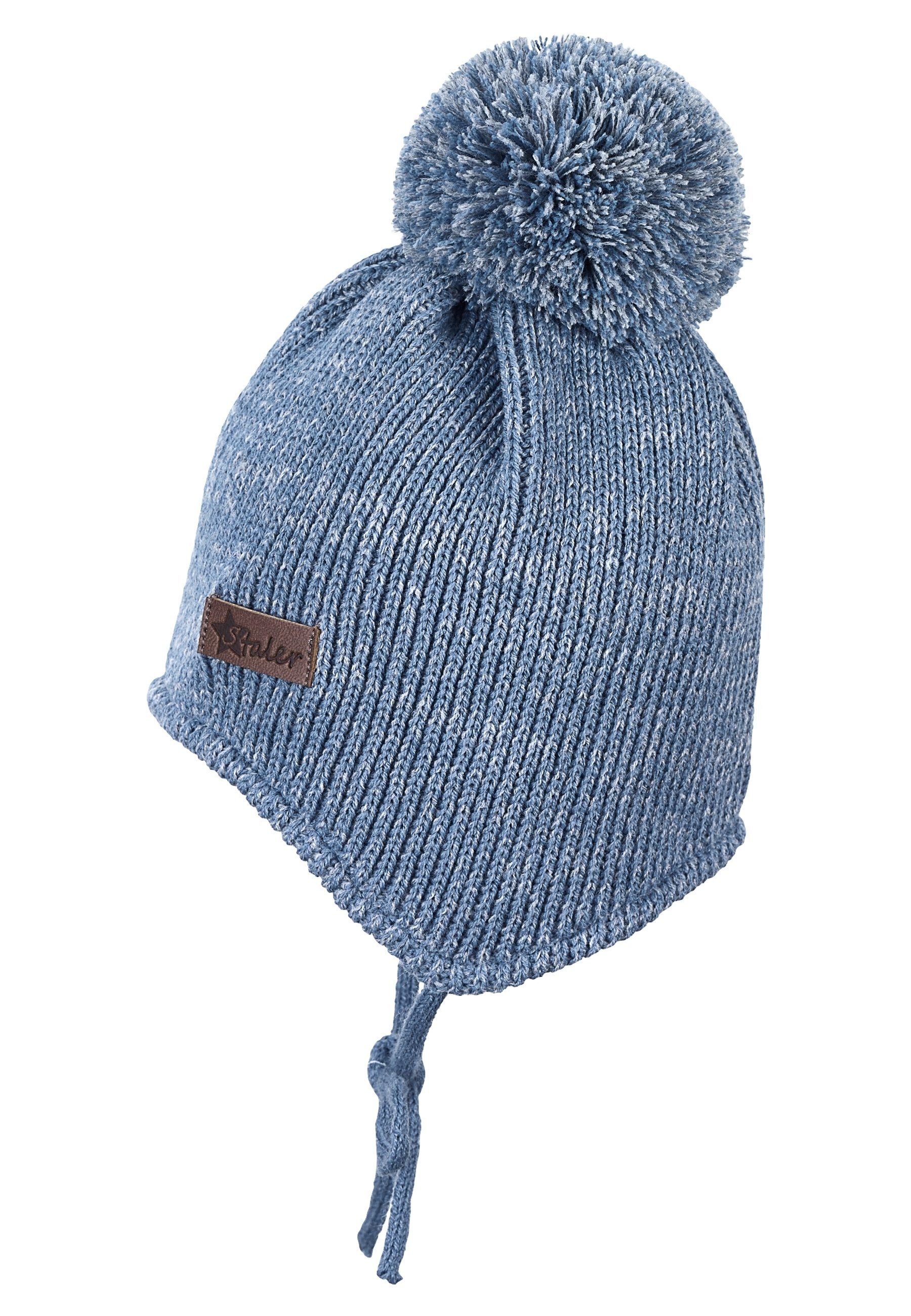 Sterntaler® Bommelstrickmütze blaufarbig (1-St) Melange Strickmütze