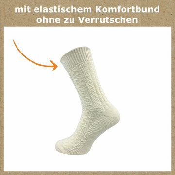 GAWILO Trachtensocken für Herren mit urigem Zopfmuster in grau & natur mit Komfortbund (1 Paar) Ideale Ergänzung für Ihre Lederhose auf dem Oktoberfest oder Wasen