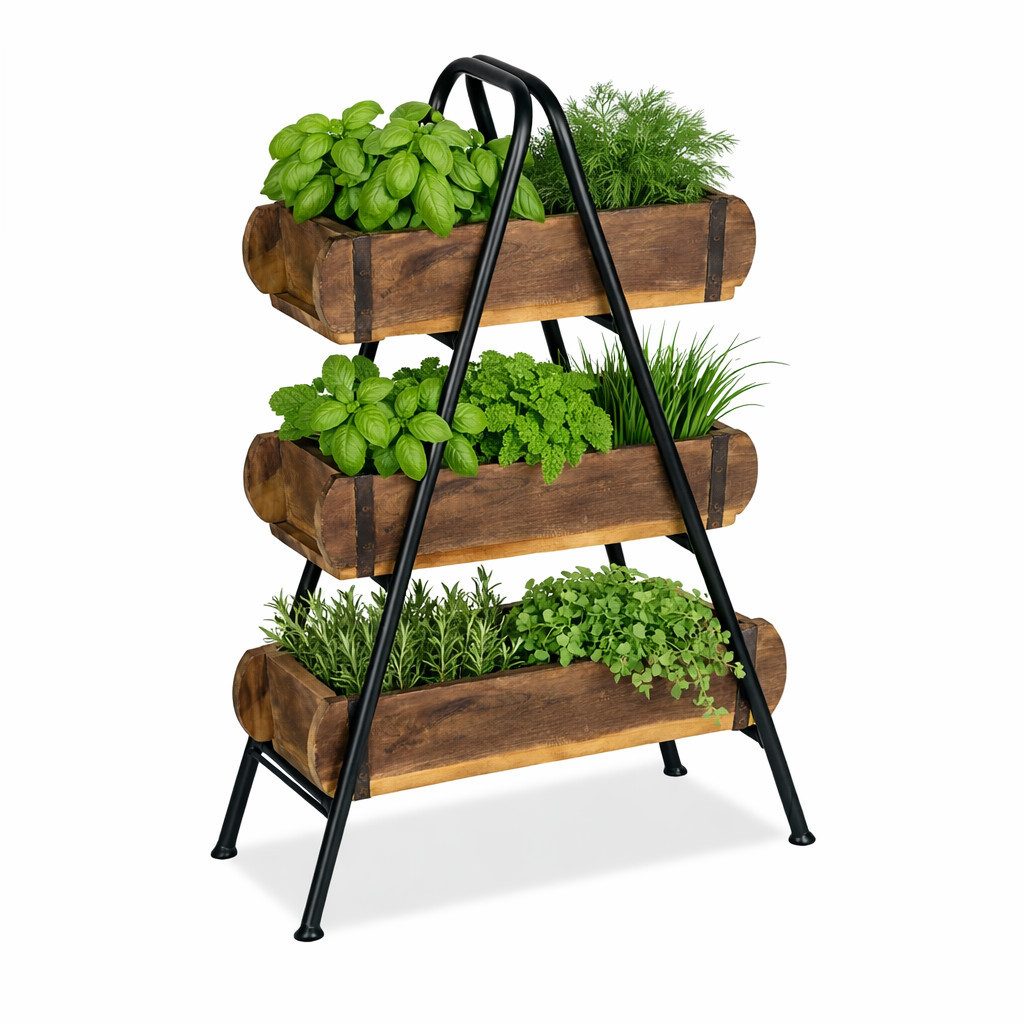 Marrakesch Orient & Mediterran Interior Etagere Industrial Ziegelform-Regal Sanremo modern aus Metall in Schwarz 60 cm, Metall & Holz, (4-tlg), Handarbeit