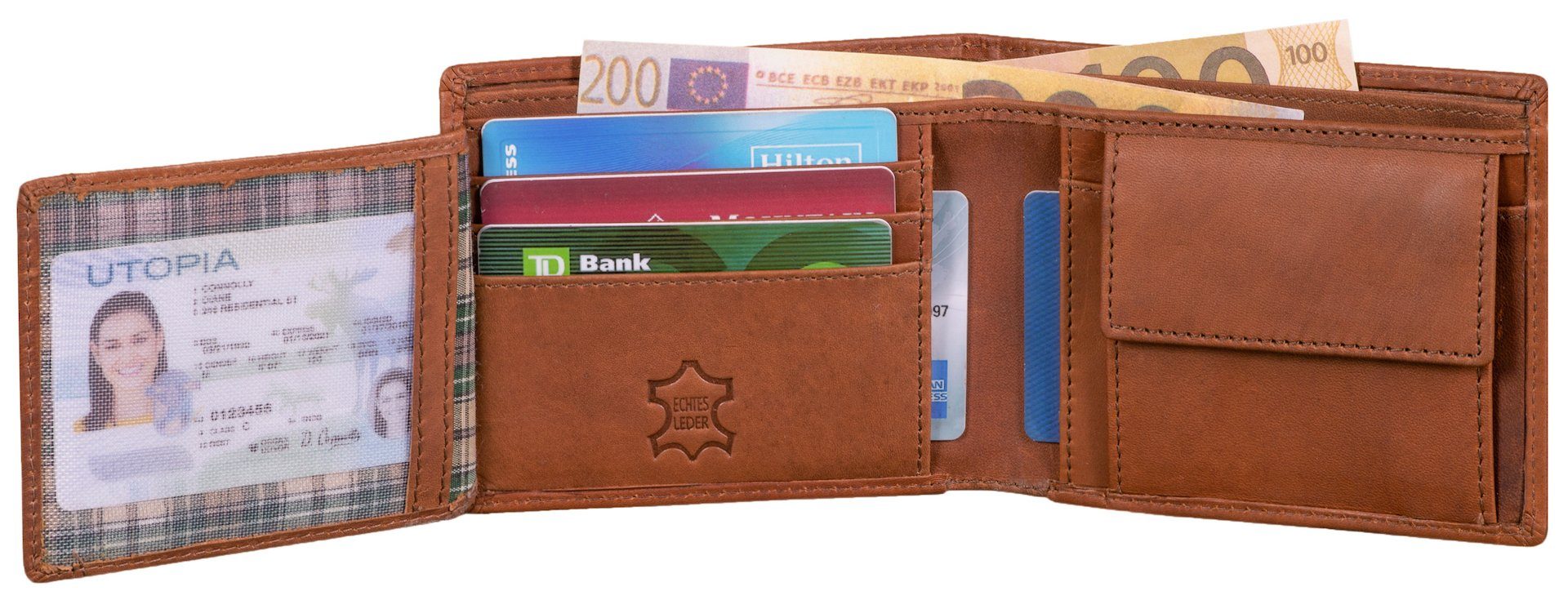 Benthill Geldbörse Herren Echt Leder Geldbeutel mit RFID-Schutz Slim Portemonnaie Vintage, RFID-Schutz Kartenfächer Münzfach – Bild 4 von 5