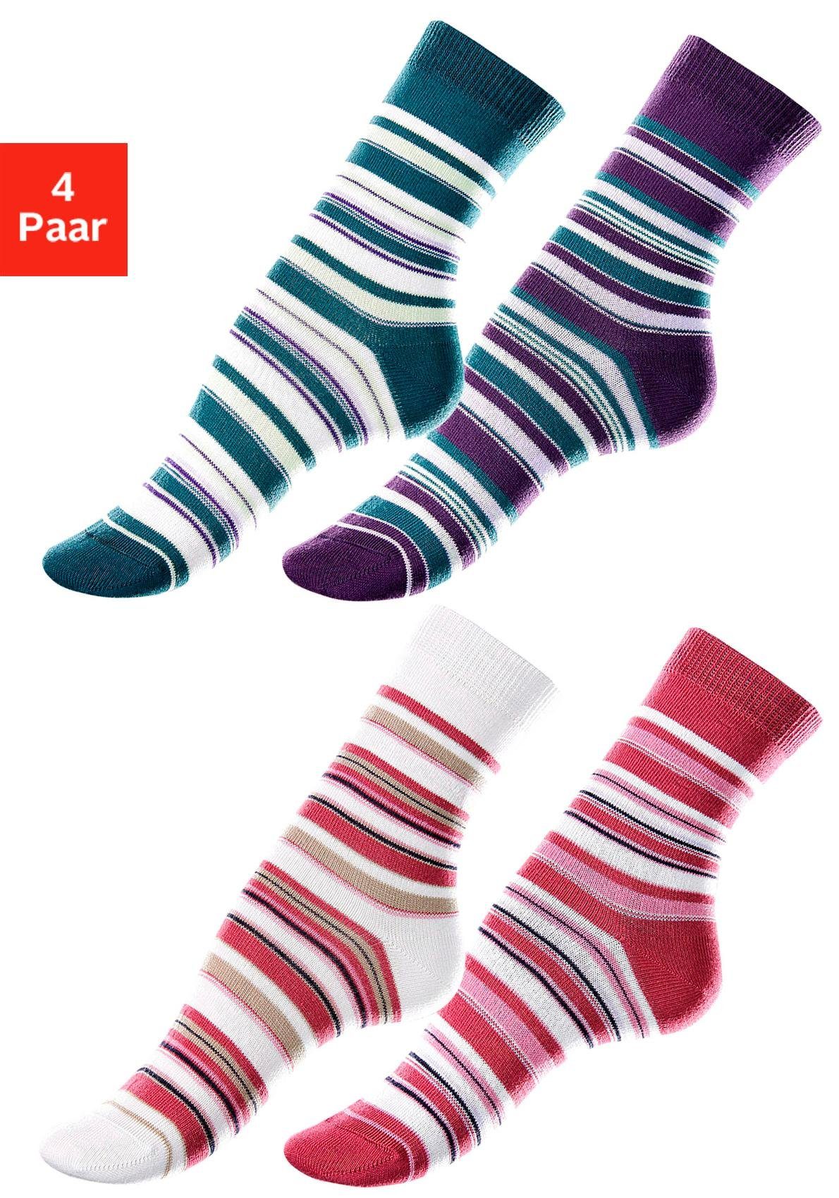 Lavana Socken (Set, 4-Paar) mit Ringelmuster | Lange Socken