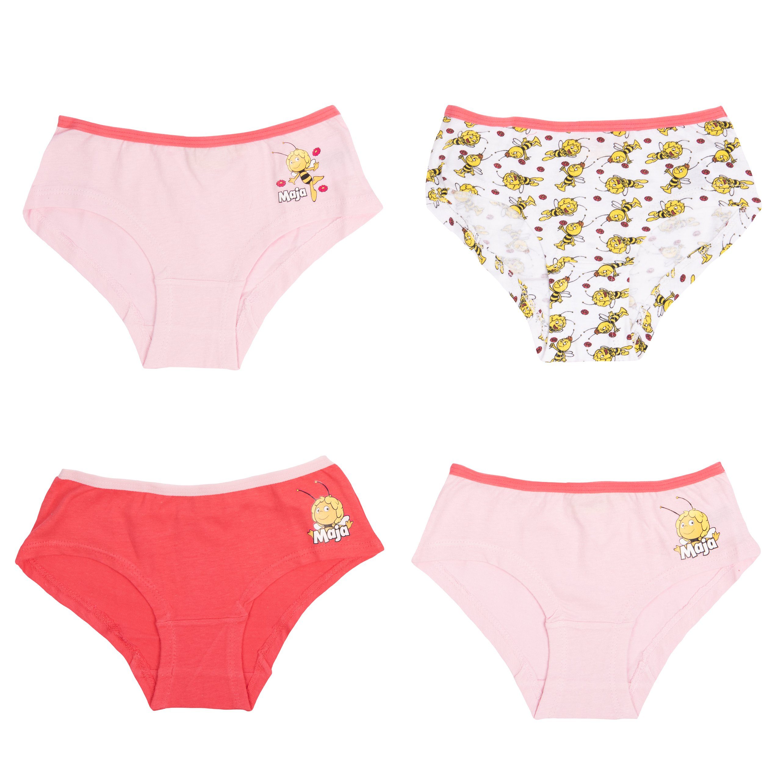 United Biene (4er Labels® Maja Pack) Rosa/Rot/Weiß für Panty Unterhose Mädchen -