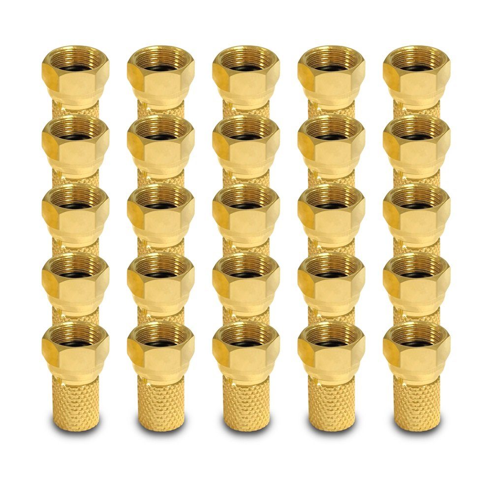 8x F-Stecker 5mm Gold + 4x F-Kupplungen – Sat-Verbinder Für Koaxialkabel | Profiqualität, Vergoldet, Für SAT & Kabel-Internet