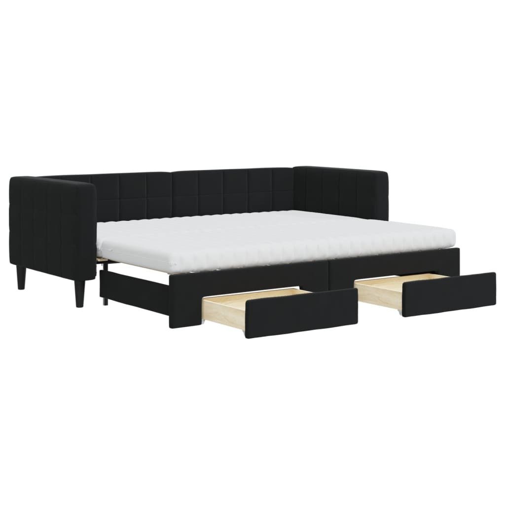 vidaXL Bett, Tagesbett Ausziehbar mit Schubladen Schwarz 80x200 cm Samt günstig online kaufen