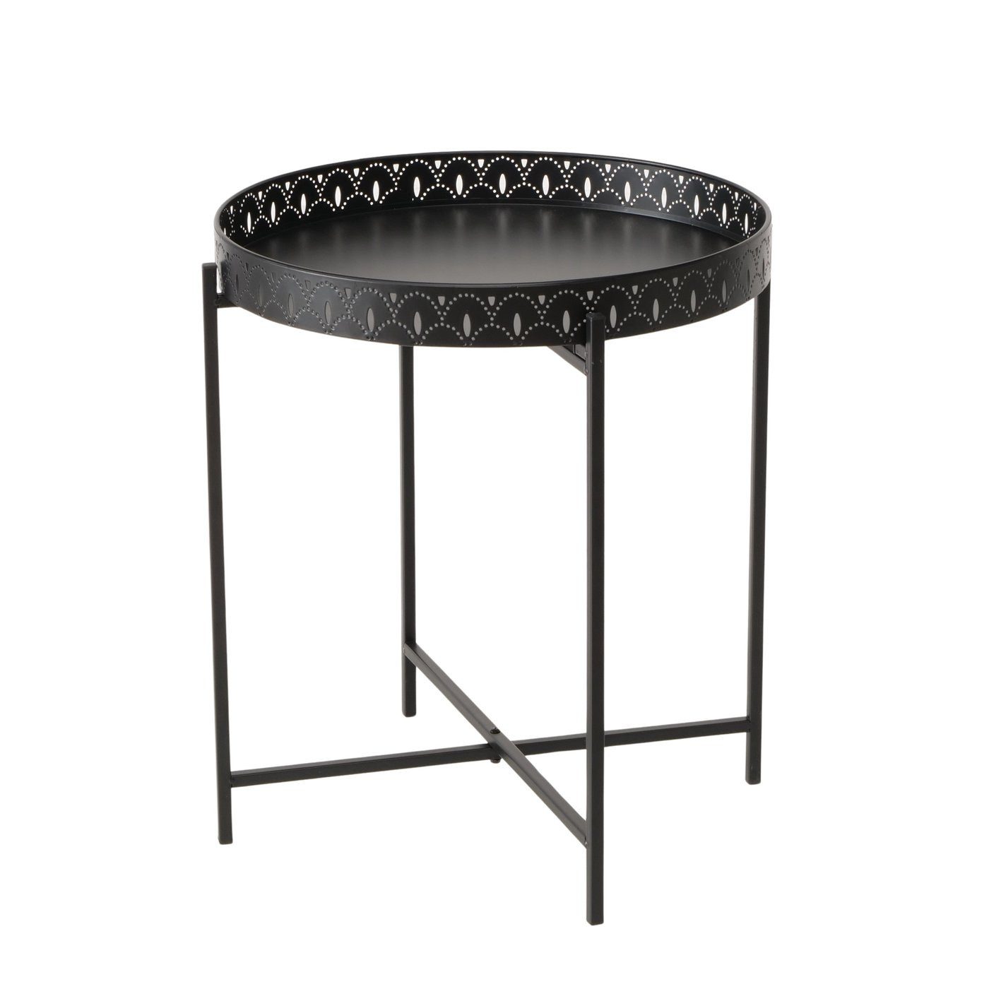 BOLTZE Beistelltisch Elios Noir Tabletttisch aus Metall schwarz rund klappbar (1-St)
