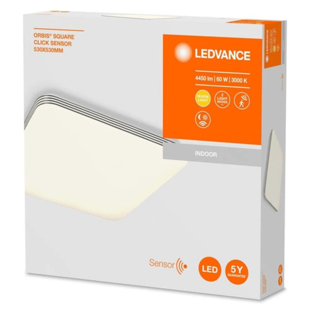 Ledvance Deckenleuchte Steel, 60W, warmweiß, 4450lm, 3000K, 530x530mm, warmweiß