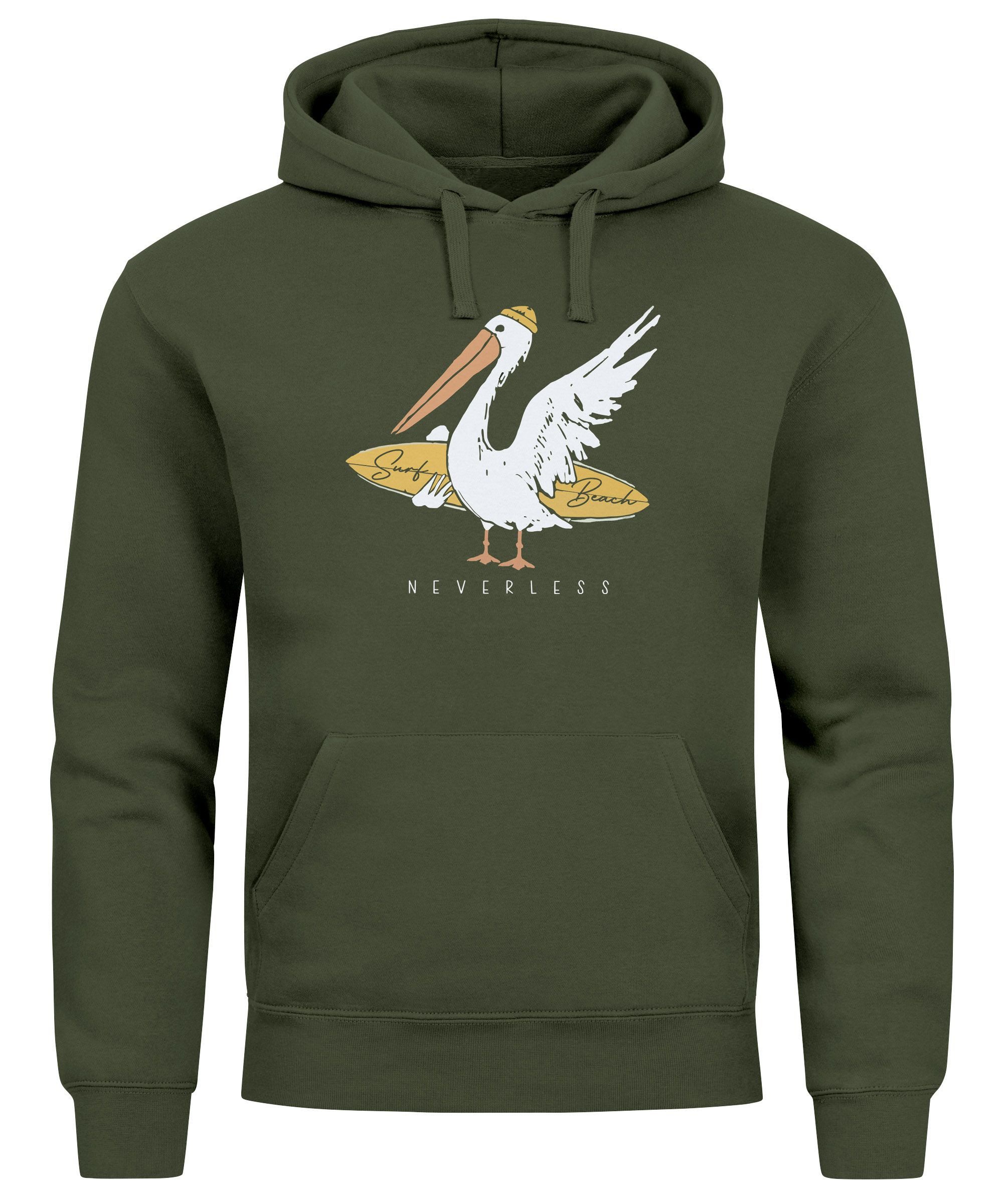 Neverless Hoodie Hoodie Herren Pelikan Print günstig online kaufen
