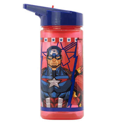 The AVENGERS Trinkflasche Marvel, Kinderflasche mit Tragegriff & Trinkkappe 530 ml BPA frei