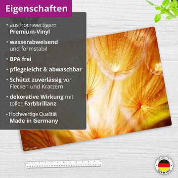 cover-your-desk.de Schreibtischunterlage abwaschbar - Pusteblume Sonnenglanz – premium Vinyl - Made in Germany, (1 tlg., abwischbar, Hergestellt in Deutschland)
