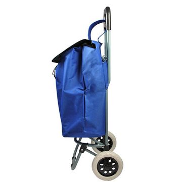 HELO24 Einkaufstrolley Trolley Einkaufswagen Handwagen Koffer Handgepäck blau klappbar