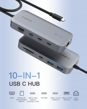 Inateck 10 in 1 USB C Hub, 4K 60Hz HDMI Docking Station, 10Gbps 2 USB 3.2 C Adapter