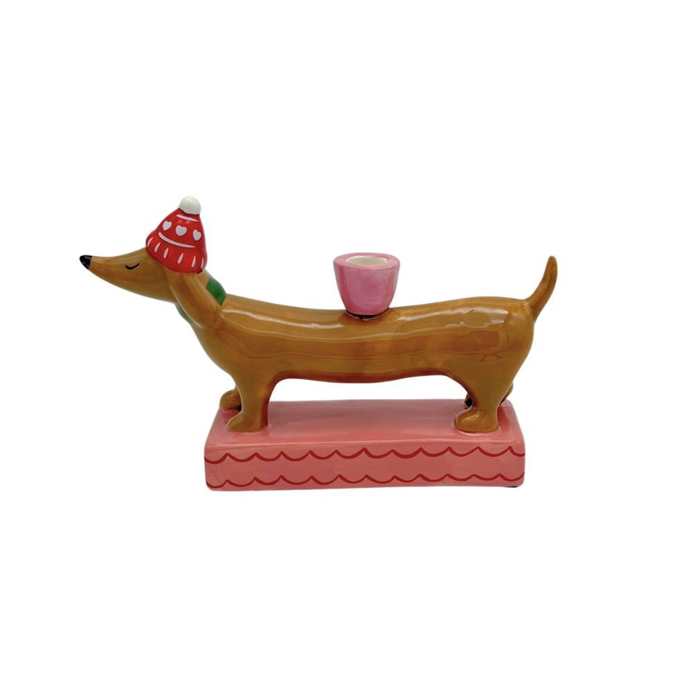 Mica Decorations Kerzenhalter Großer Dackel mit roter Mütze (1 St), Für Sta günstig online kaufen