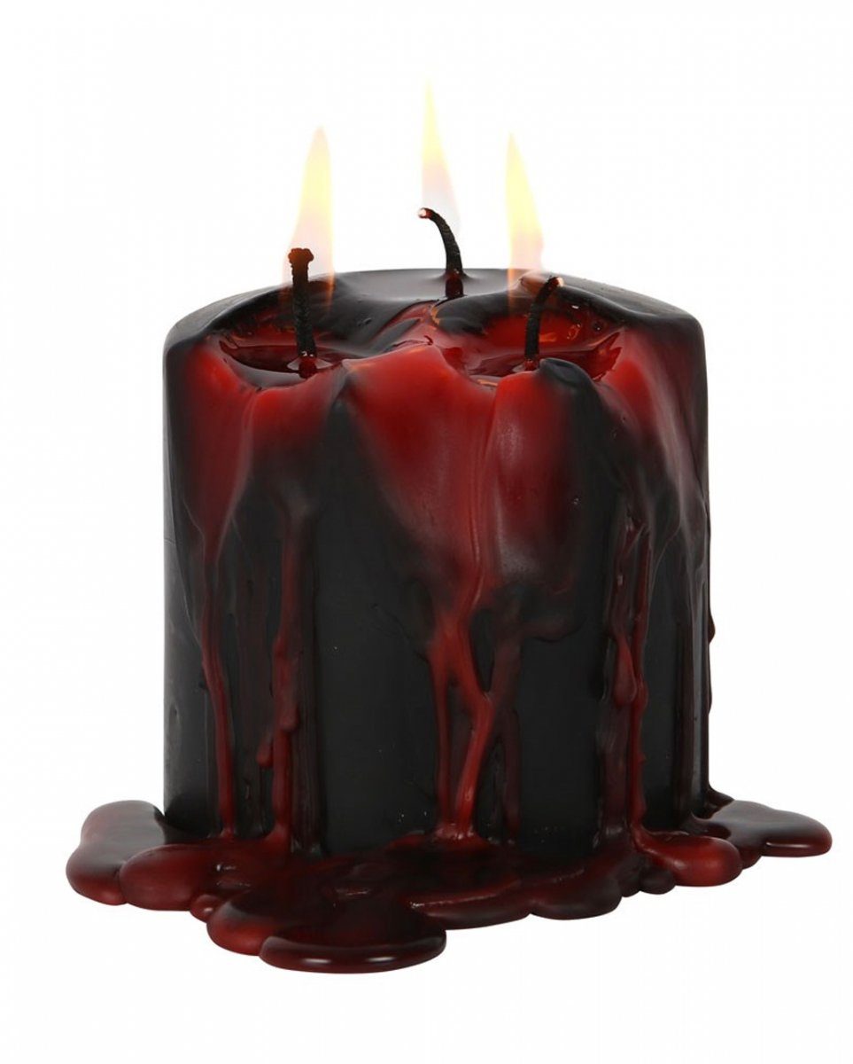 Schwarze mit Horror-Shop 7,6cm Stumpenkerze Kleine Kerzenständer Vampirblut