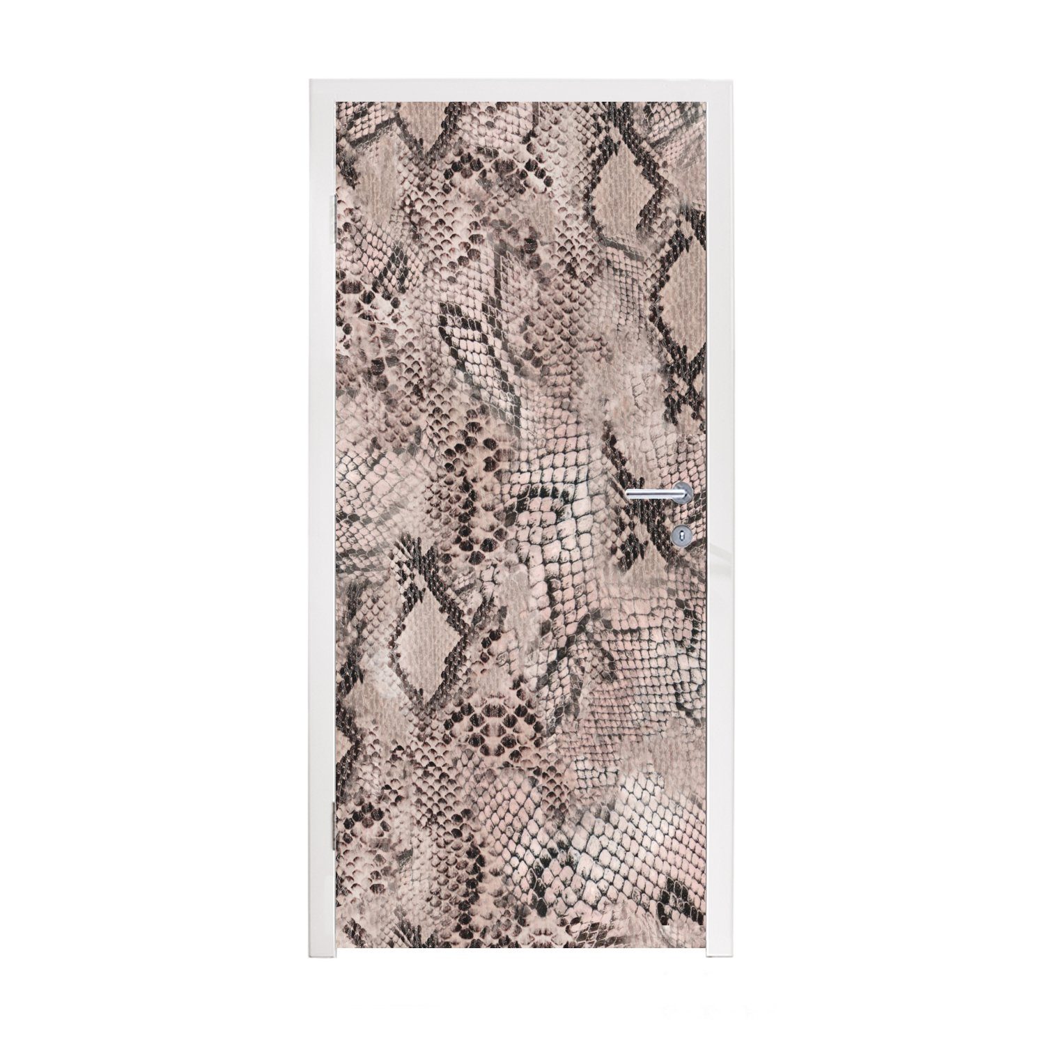 MuchoWow Türtapete Tiermuster - Grau - Schwarz, Matt, bedruckt, (1 St), Fototapete für Tür, Türaufkleber, 75x205 cm