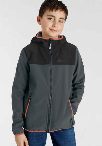 Jack Wolfskin Softshelljacke FOURWINDS JACKET KIDS mit farblich abgesetzten Details