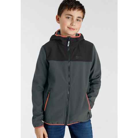 Jack Wolfskin Softshelljacke FOURWINDS JACKET KIDS mit farblich abgesetzten Details