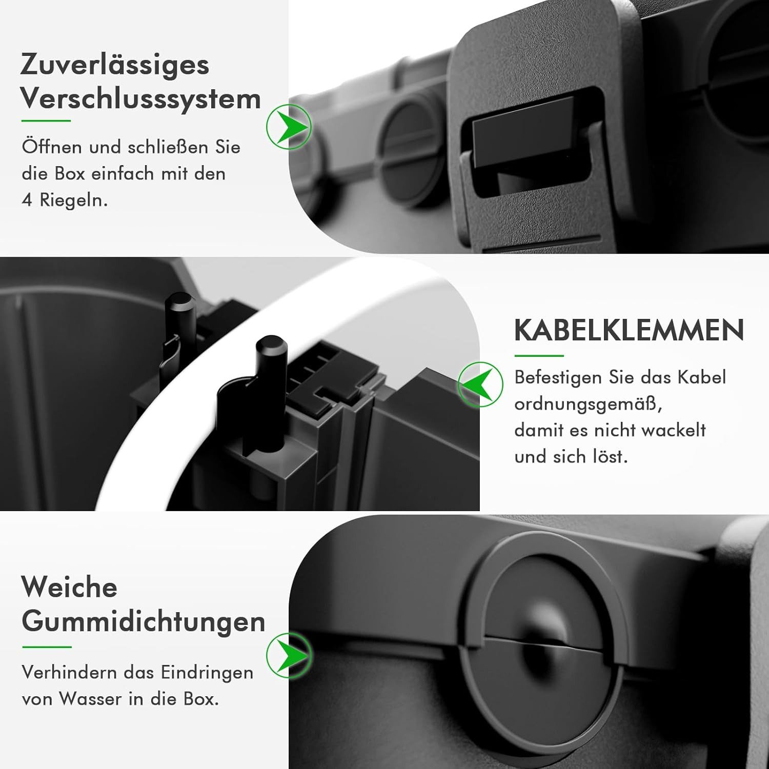 FELIXLEO Kabelbox wasserdichte Kabelbox Outdoor IP54 32x22x13cm Schwarz, (1-tlg) – Bild 3 von 5