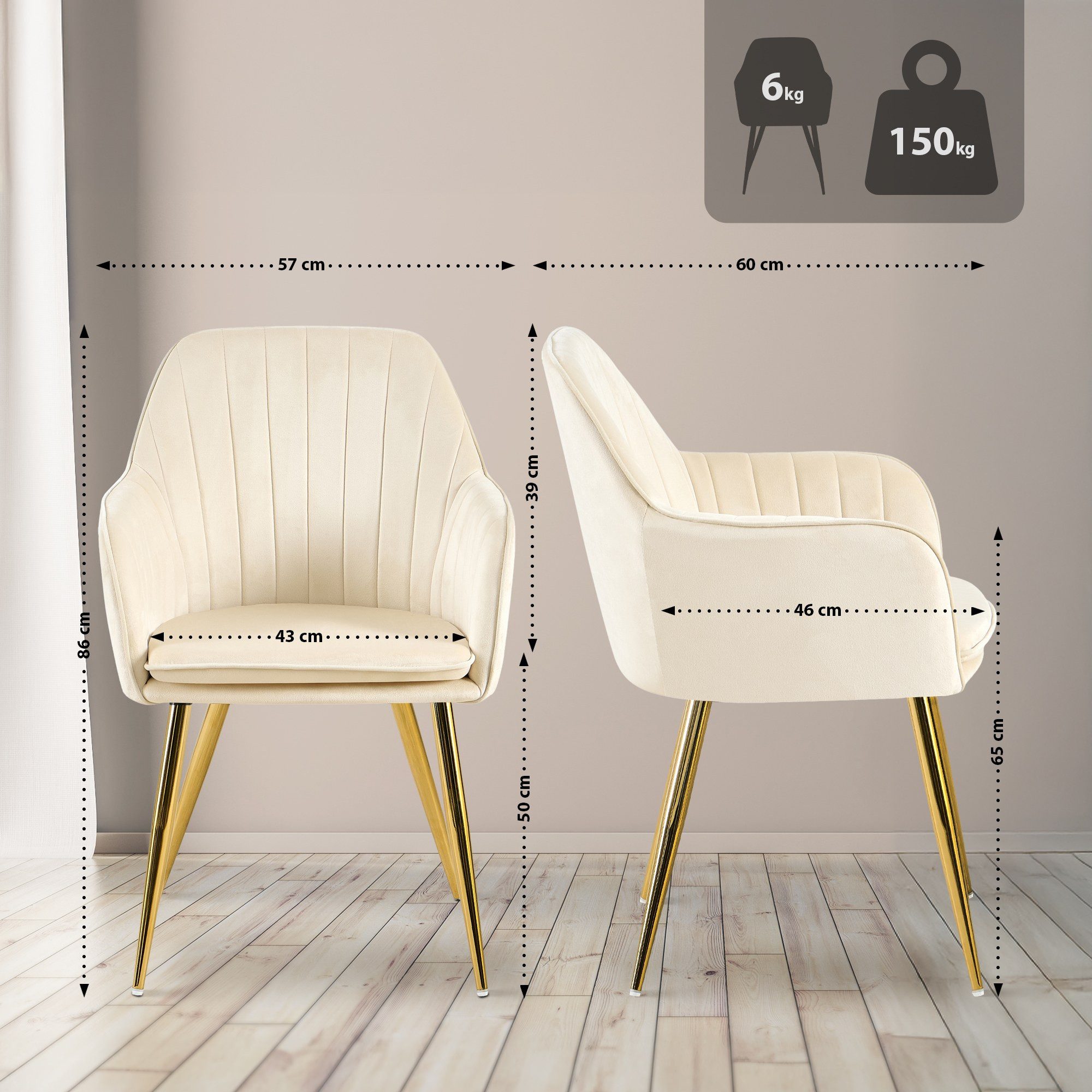 CLP Esszimmerstuhl Esszimmerstuhl Cheryl Samt Belastbarkeit von max. 150 KG günstig online kaufen