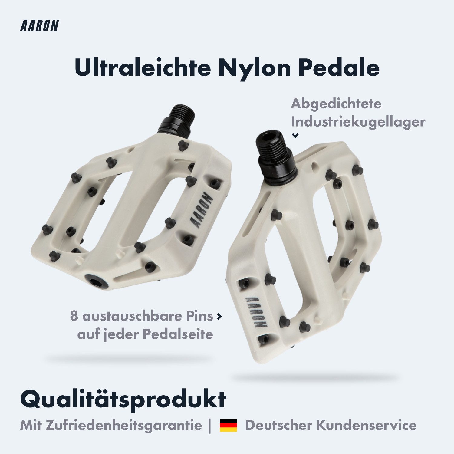 AARON Fahrradpedale Dirt MTB Pedale Ultraleicht Nylon mit austauschbaren Pins 9/16"