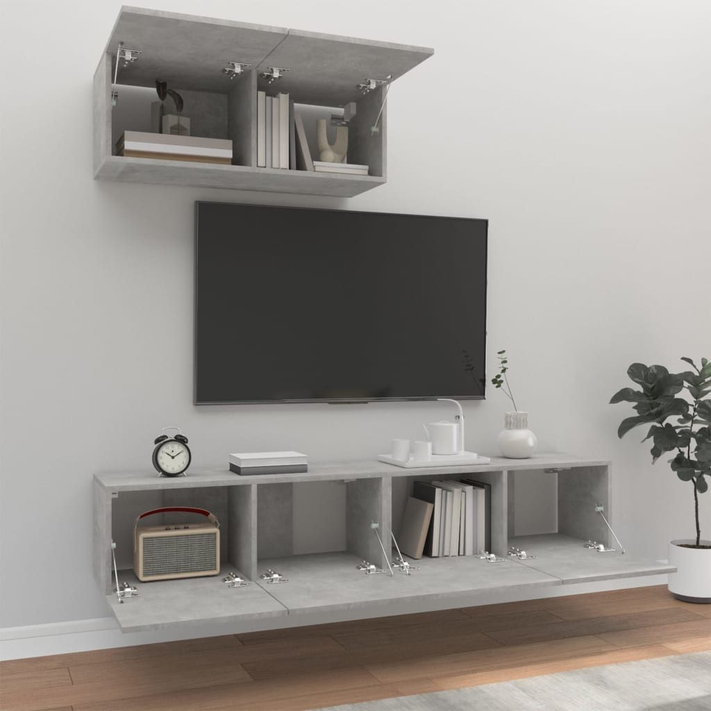 vidaXL TV-Schrank 3-tlg. TV-Schrank-Set Betongrau Holzwerkstoff günstig online kaufen